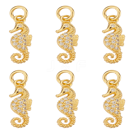 6Pcs Brass Micro Pave Cubic Zirconia Pendants KK-LP0001-41-1