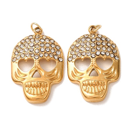 304 Stainless Steel Rhinestone Pendants RB-CBA9088-04G-C-1