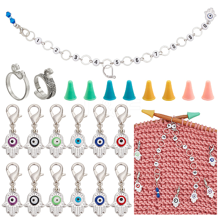 35Pcs Hamsa Hand with Evil Eye DIY Knitting Tool Sets HJEW-NB00061-1