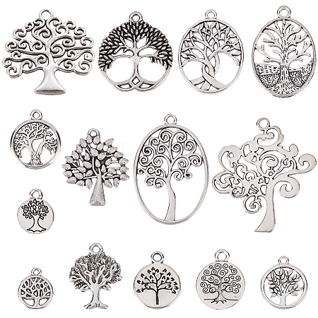 SUNNYCLUE 56Pcs 14 Styles Tibetan Style Alloy Pendants TIBEP-SC0002-29-1