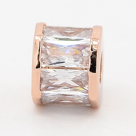 Clear CZ Jewelry Findings Brass Micro Pave Cubic Zirconia Beads ZIRC-M015-05RG-NR-1