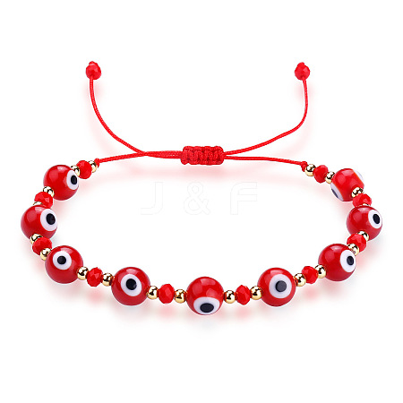 Glass Evil Eye Braided Bead Bracelet QD5460-2-1