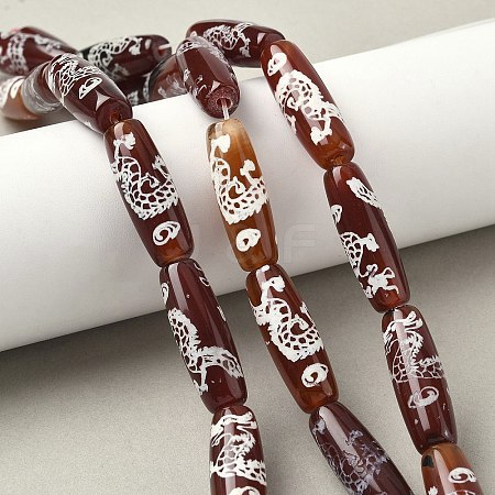 Rice Shape Tibetan Style dZi Beads Strands G-A269-A02-01-1