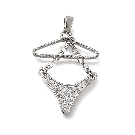 Brass Micro Pave Cubic Zirconia Charms KK-P336-03A-P-1