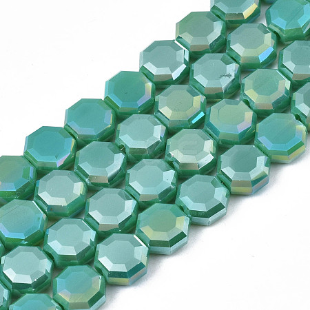 Electroplate Opaque Solid Color Glass Beads Strands EGLA-N002-27-A02-1