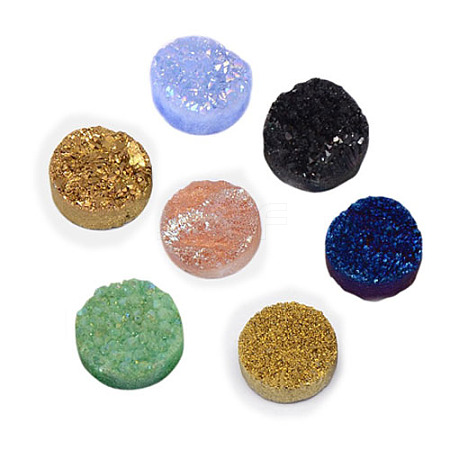 Electroplate Natural Druzy Crystal Cabochons G-L047-30mm-M-1