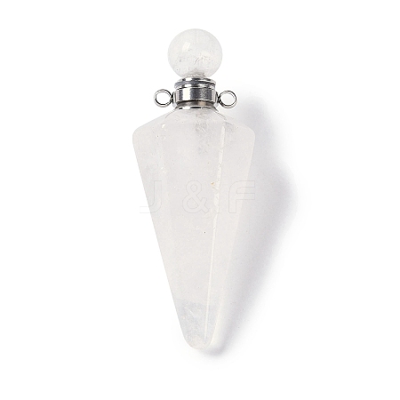 Natural Quartz Crystal Faceted Cone Openable Perfume Bottle Big Pendants G-L524-18P-11-1