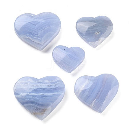 Natural Blue Lace Agate Heart Love Healing Stones G-G126-02-1