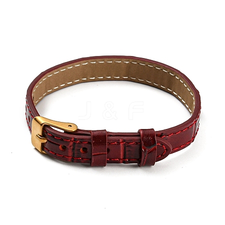 Leather Textured Bracelet Straps Slide Wristbands for Slide Charms AJEW-K232-01G-01-1