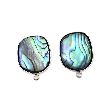 304 Stainless Steel Pave Natural Paua Shell Stud Earring Findings STAS-Z125-07P-1