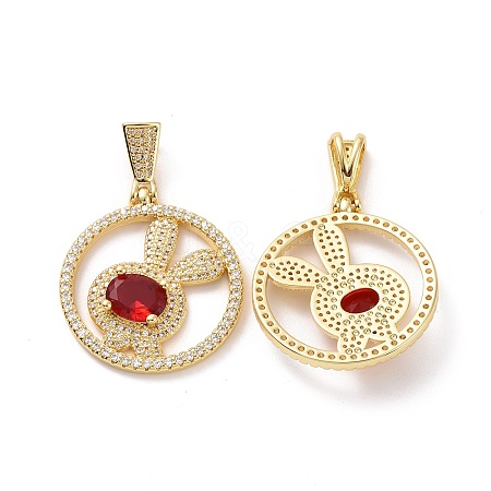 Brass Micro Pave Cubic Zirconia Pendants ZIRC-F134-26G-03-1