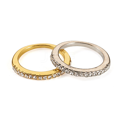 2Pcs 2 Colors Alloy with Crystal Rhinestone Finger Rings RJEW-TADJ0001-01E-1