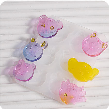 Rabbit/Dragon/Cat Pendant DIY Silhouette Silicone Mold X1-DIY-K073-09B-1