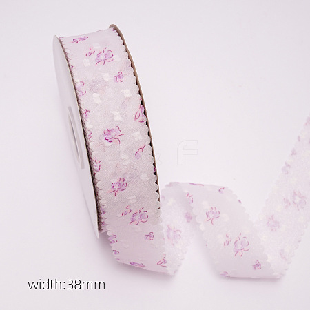 10 Yards Flower Pattern Organza Ribbons PW-WGE573F-03-1