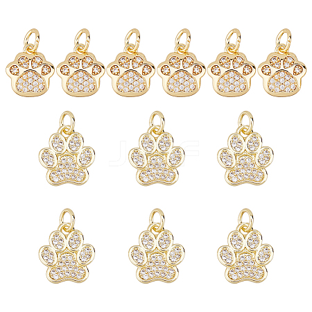 12Pcs 2 Styles Rack Plating Brass Micro Pave Cubic Zirconia Charms ZIRC-HS0001-13-1
