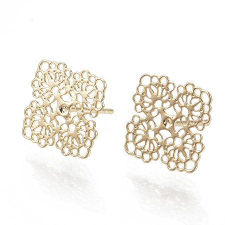 Brass Stud Earrings X-KK-S345-276G-1