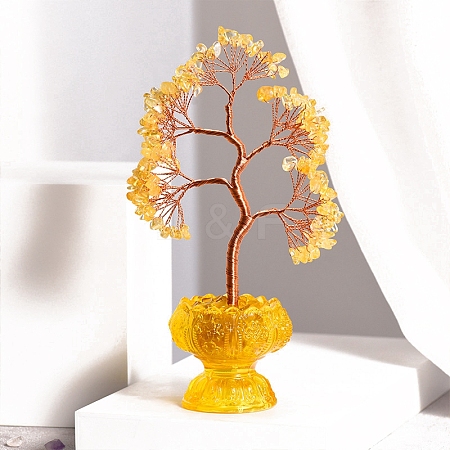 Natural Citrine Chips Tree of Life Decorations PW-WG9360C-01-1