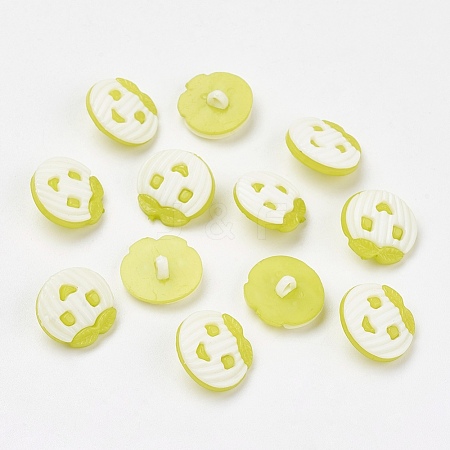 Acrylic Apple Shank Buttons X-BUTT-E042-07-1