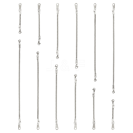 12Pcs 6 Styles 201 Stainless Steel & 304 Stainless Steel Box Chains Chain Extender FIND-UN00028-02-1