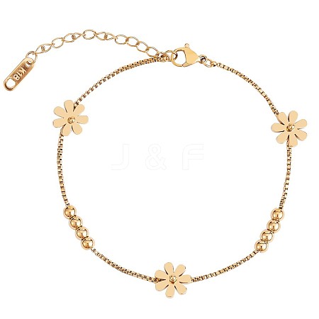 Titanium Steel Daisy Flowers Ankle with Box Chains for Women JA196B-1