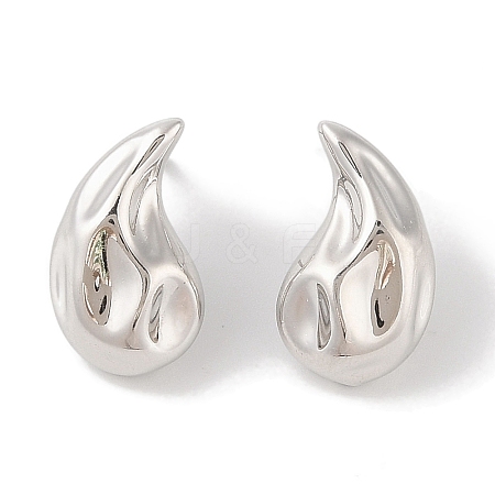 Teardrop Brass Stud Earrings for Women EJEW-Q772-03B-P-1