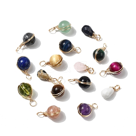 16Pcs 16 Styles Mixed Gemstone Pendants FIND-FH0006-91-1