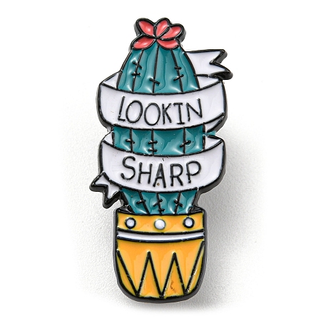 Cactus with Word Look In Sharp Enamel Pins JEWB-Q031-04EB-03-1