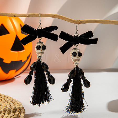 Halloween Alloy & Resin & Glass & Cotton Cord Tassel Dangle Earrings FS-WGA02EE-07-1