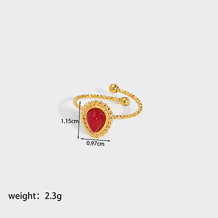 Teardrop Natural Red Jasper Ring IP6304-1-1