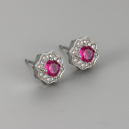 Valentine's Day Brass Clear Cubic Zirconia Stud Earrings WGA37BF-09-1
