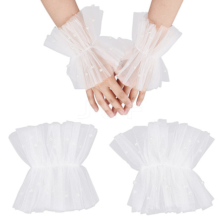 Nylon Long Fingerless Gloves AJEW-WH0009-83B-1