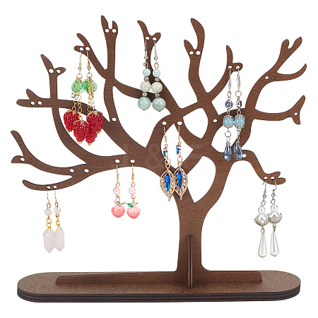 Tree Shaped Wood Jewelry Earring Display Stands DJEW-WH0816-002-1