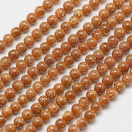 Synthetic Goldstone Round Beads Strands G-A130-2mm-G01-1