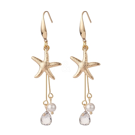 Starfish/Sea Stars 304 Stainless Steel Dangle Earring EJEW-TA00037-1