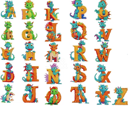 Dinosaur Letter DIY Diamond Sticker Kits PW-WG21D96-01-1