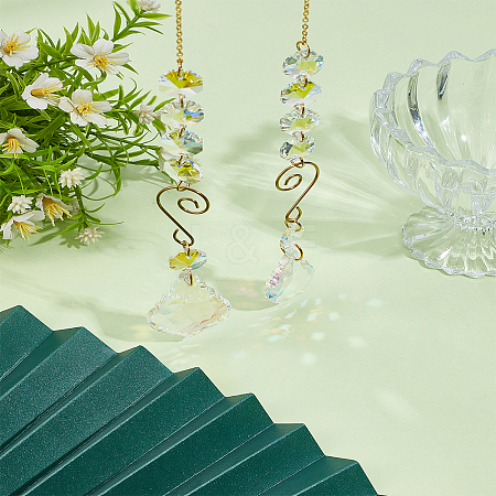 2Pcs Glass Sunshine Catcher HJEW-LP00071-1