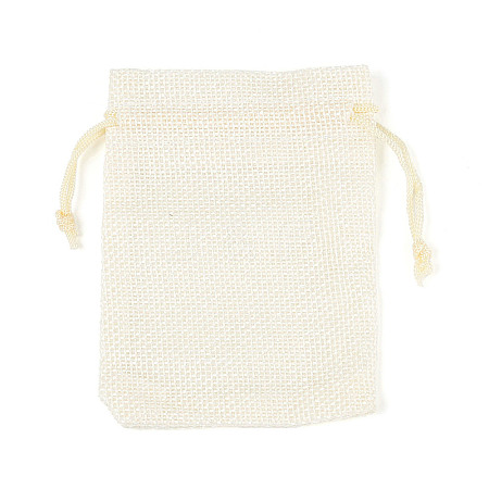 Polyester Imitation Burlap Packing Pouches Drawstring Bags ABAG-R005-9x12-13-1