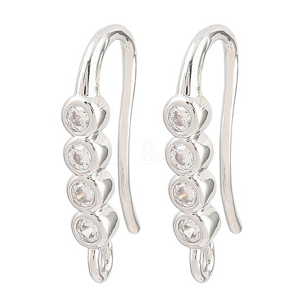 Brass Rhinestone Earring Hooks KK-C261-01B-P-1