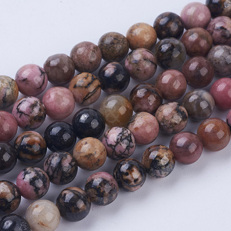 Natural Rhodonite Beads Strands G-P318-04-6mm-1