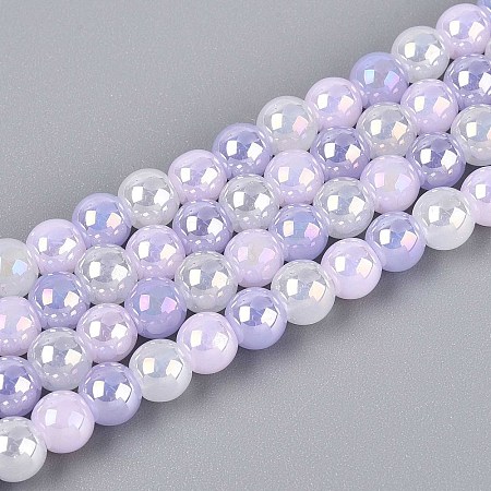 Electroplate Glass Beads Strands EGLA-N019-6mm-01-1