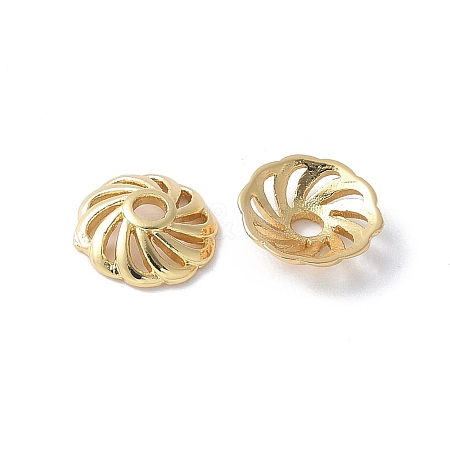 Flower Brass Bead Caps KK-F892-34G-13-1