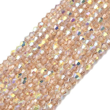 AB Color Plated Transparent Glass Beads Strands GLAA-G127-01H-1