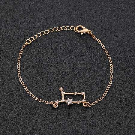 12 Constellations Alloy Rhinestone Link Bracelets WG43B2B-06-1
