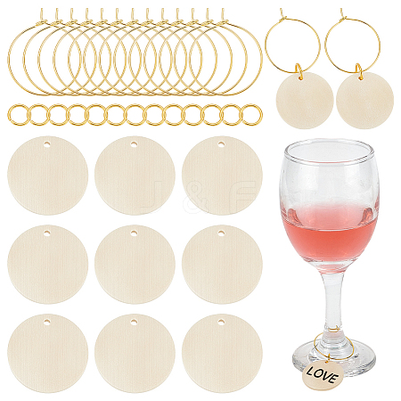  DIY Blank Flat Round Wine Glass Charms Making Kit DIY-NB0010-31-1