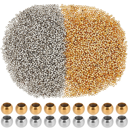 6000Pcs 2 Colors Brass Crimp Beads KK-PA0001-15-1