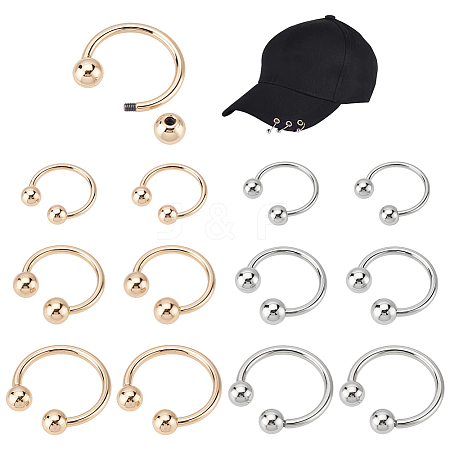12Pcs 6 Styles Alloy C Shape Clasps for Hat FIND-PH0028-76-1