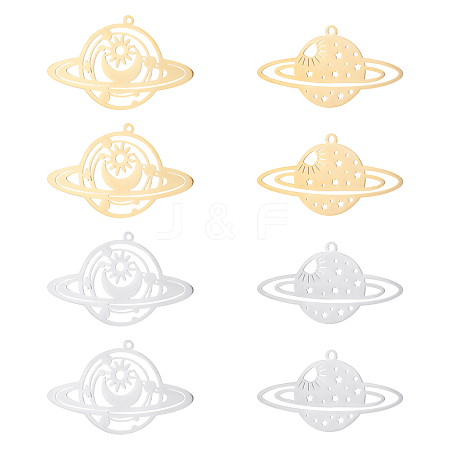 8Pcs 4 Style 201 Stainless Steel Pendants STAS-DC0001-54-1