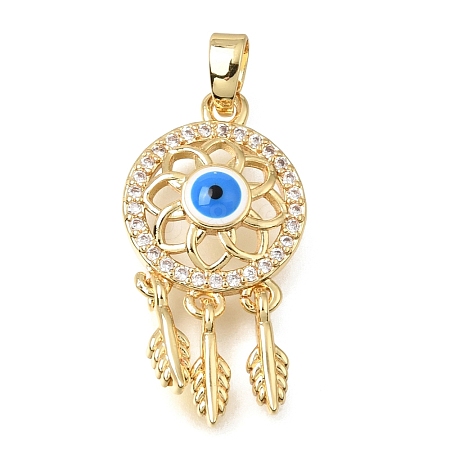 Brass Micro Pave Clear Cubic Zirconia Pendants KK-C263-22D-G-1