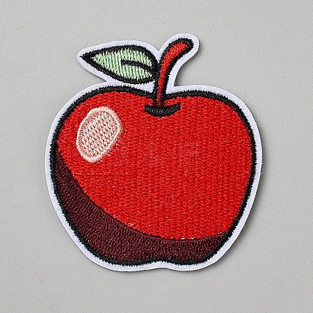 Apple Polyester Embroider Thread Iron on/Sew On Patches PATC-WH0023-62-1