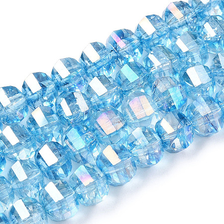 Transparent Electroplate Glass Beads Strands EGLA-N006-078B-1